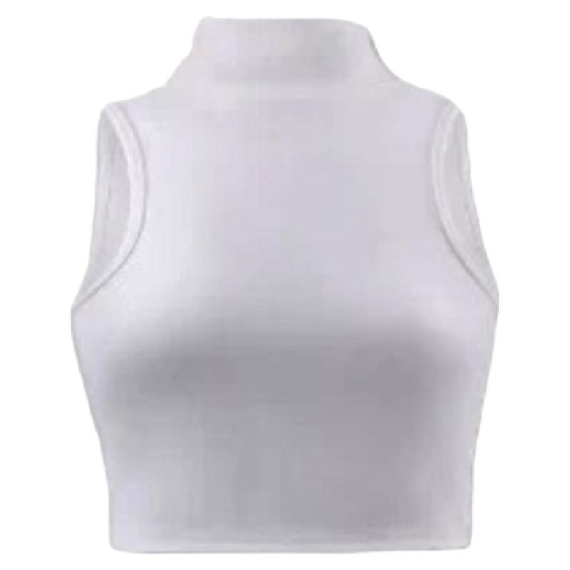 White Mock Neck Crop Top - 7Kouture