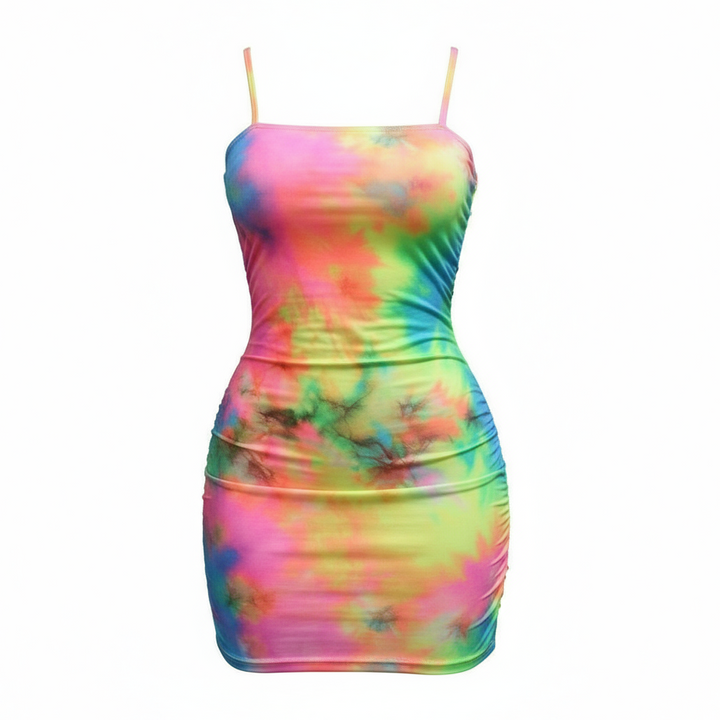 Tie Dye Bodycon Mini Dress- Rainbow