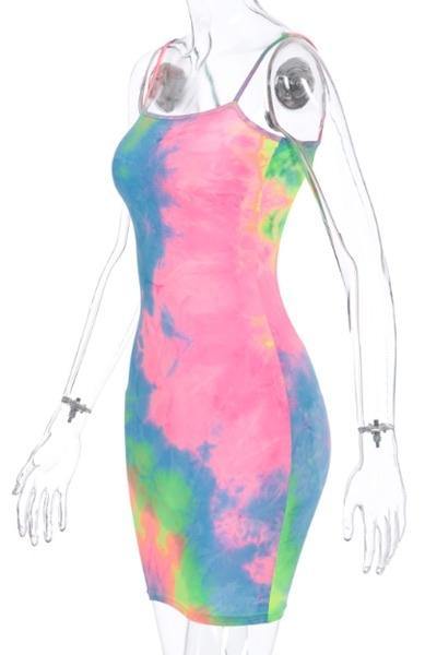 Tie Dye Bodycon Mini Dress - 7Kouture