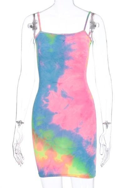 Tie Dye Bodycon Mini Dress - 7Kouture