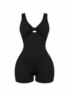 Twist Knot Cutout Romper - Black