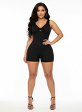 Twist Knot Cutout Romper - Black