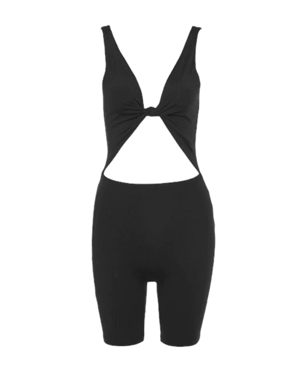 Twist Knot Cutout Romper - Black - 7Kouture