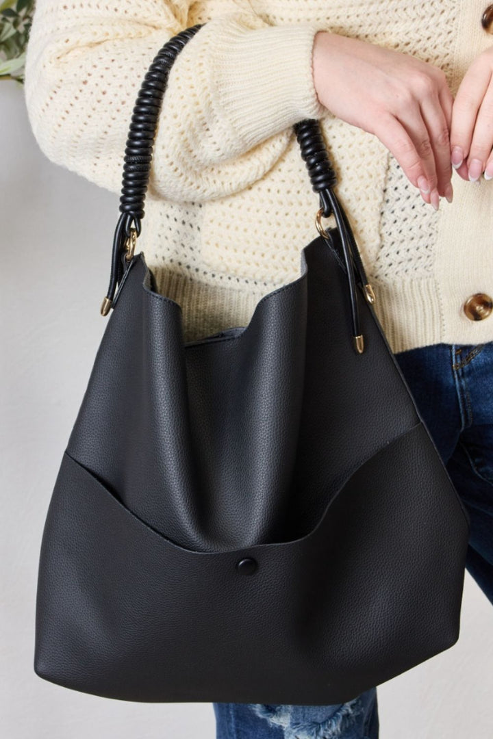 Vegan Leather Handbag with Pouch