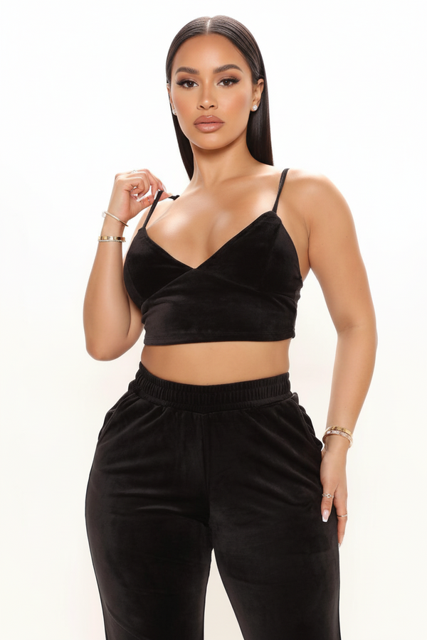 Velour Pants Set - Black