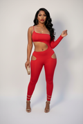 Vixen Cutout Jumpsuit - Red