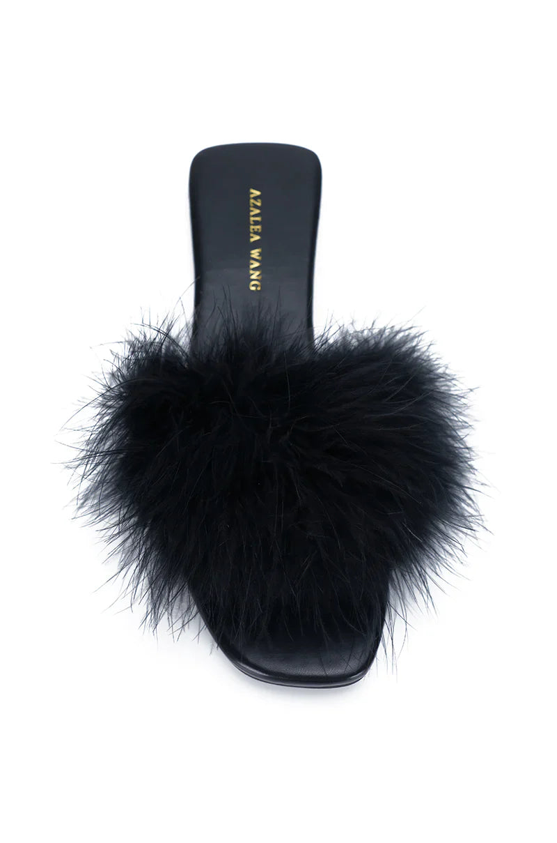 JANESSA-BLACK FLUFFY FLAT SANDAL