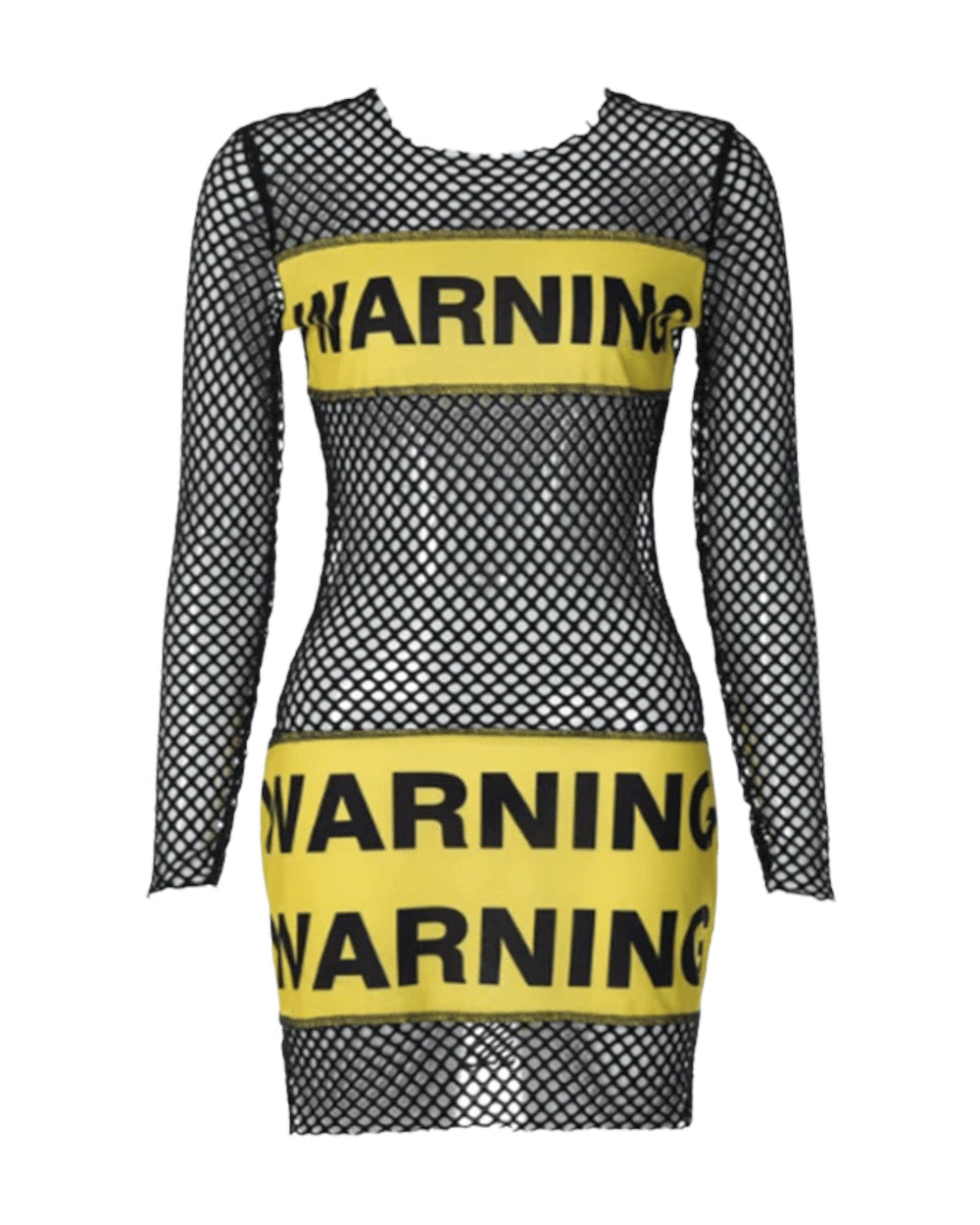 Warning Mesh Black Dress - 7Kouture