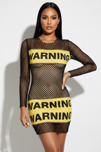 Warning Mesh Dress - Black