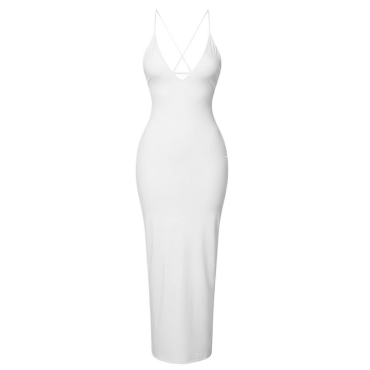 Form Fitting Maxi Dress - White