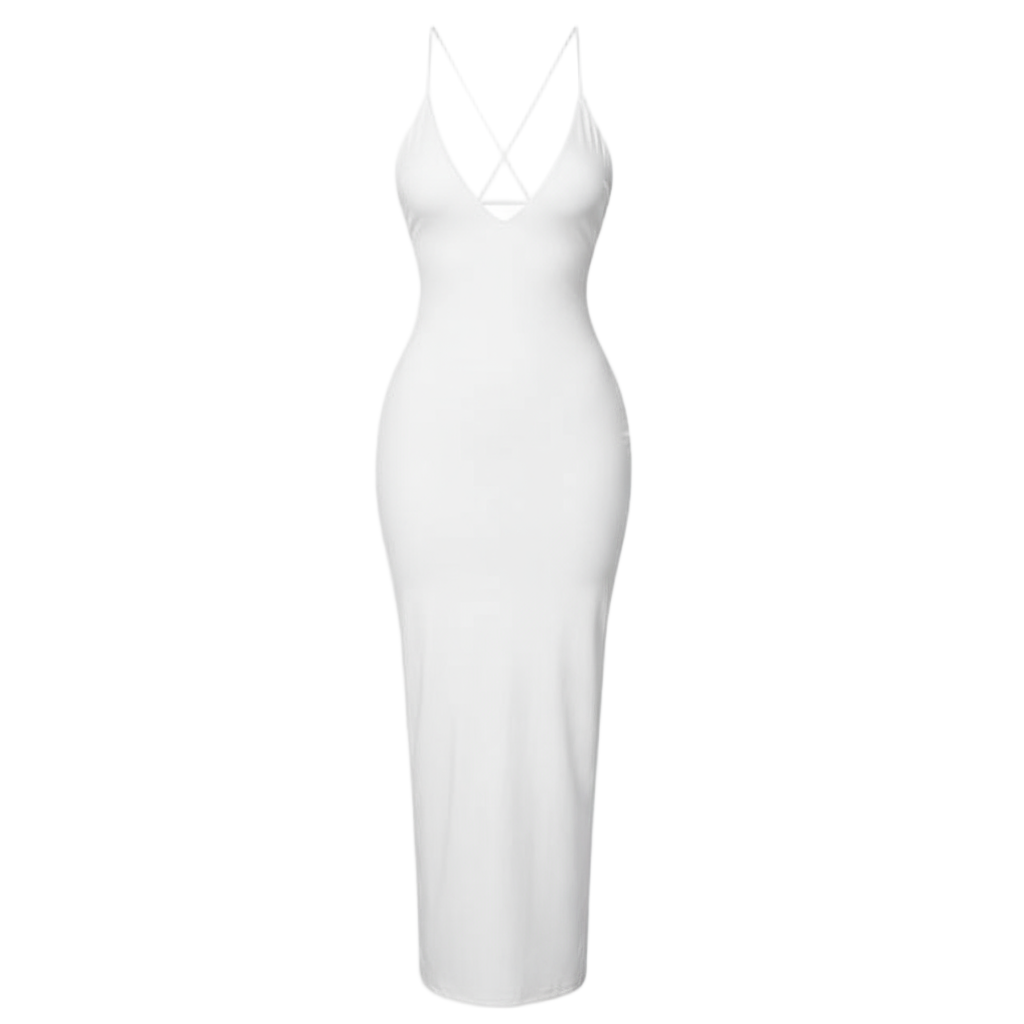 white form fitting dress Form Fitting Maxi Dress