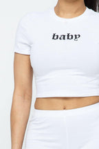 BABE Crop Top and Mini Shorts Set - White - 7Kouture