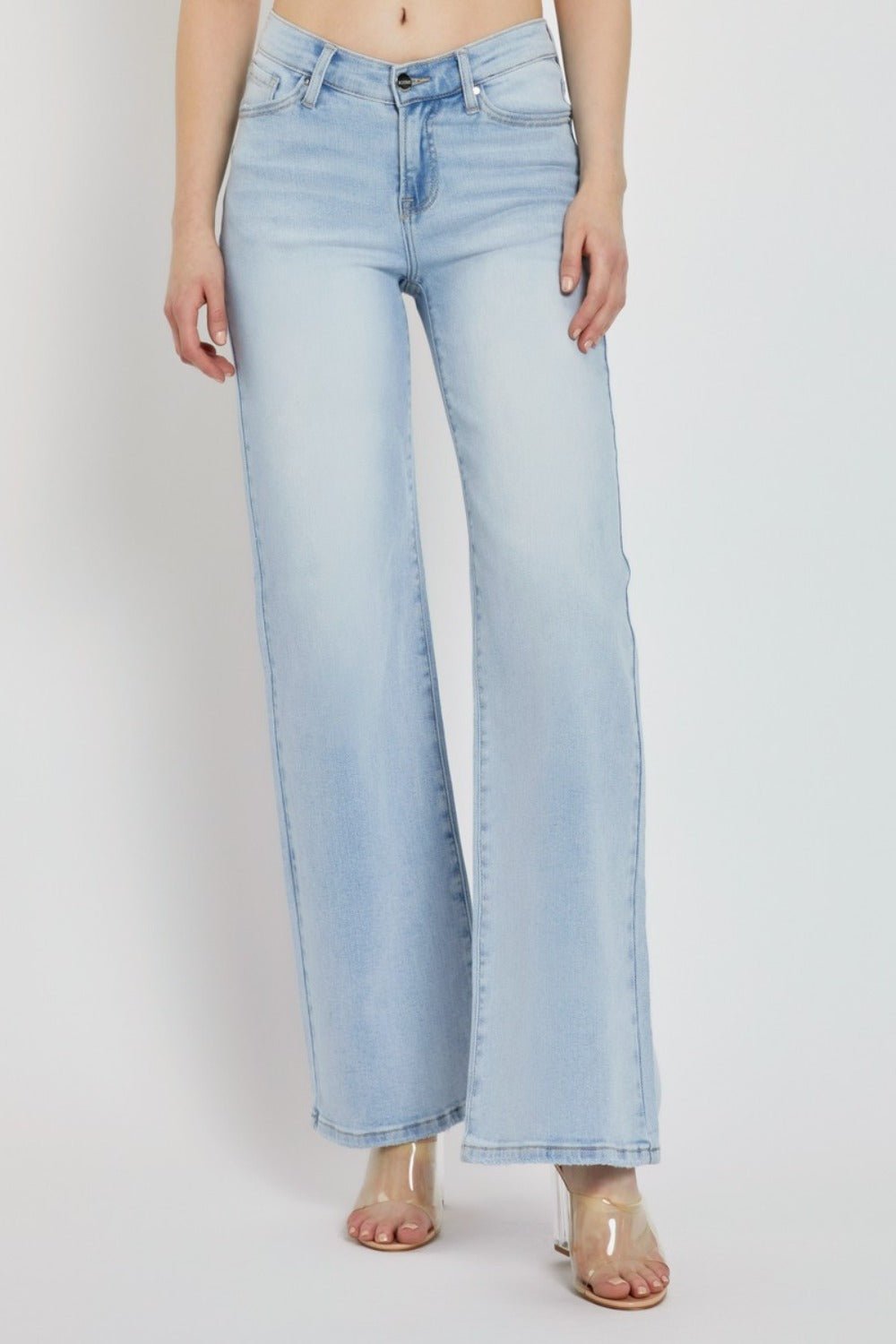 Wide Leg V Dipped Front Waist Jeans