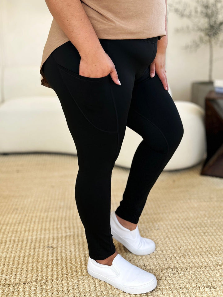 Wide Waistband Sports Leggings with pockets