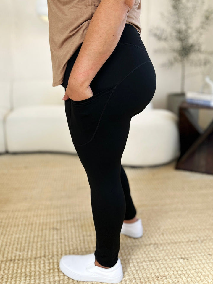 Wide Waistband Sports Leggings with pockets