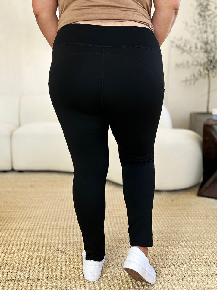 Wide Waistband Sports Leggings with pockets