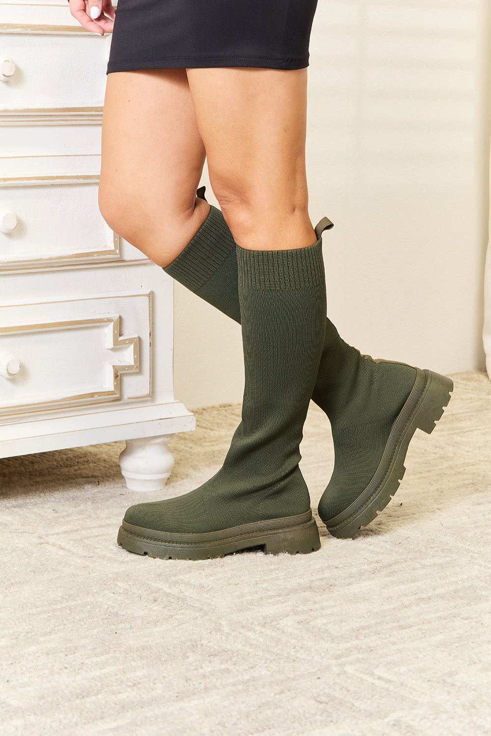 Knee High Platform Sock Boots