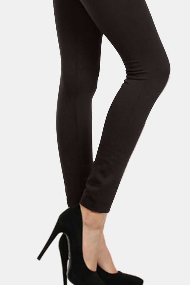 Seamless High Waist Fleece Leggings, Black