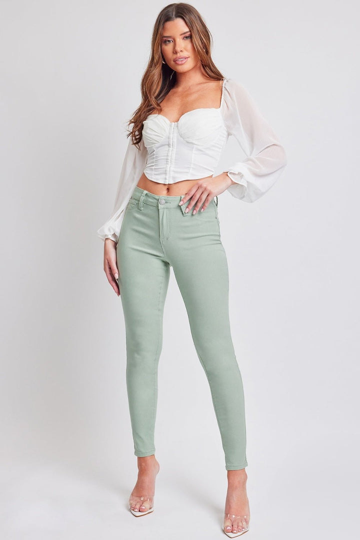 Hyperstretch Mid-Rise Skinny Jeans, Jade