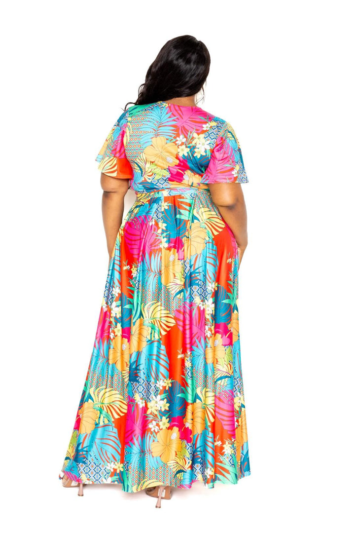 Tropical floral maxi skirt & top set - 7Kouture