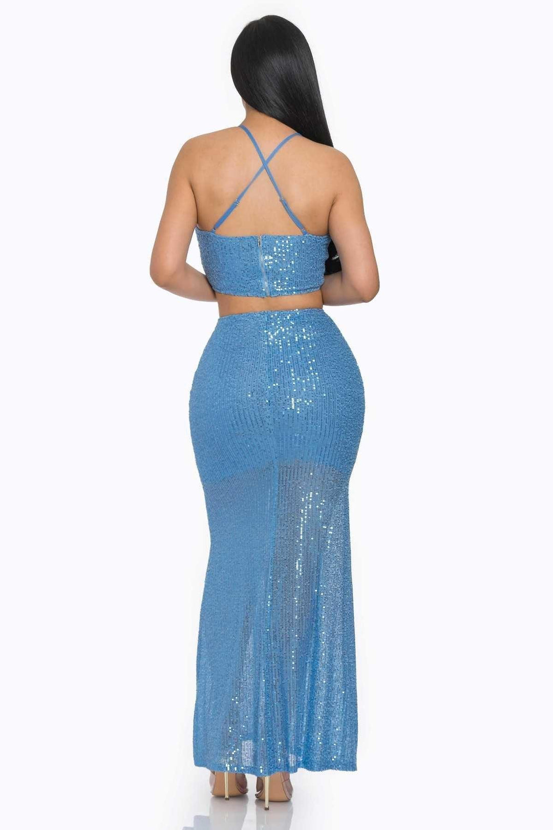 Sexy Back Sequin Maxi Dress - 7Kouture