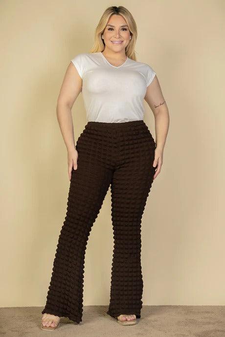 Plus Size Bubble Fabric Flare Pants - 7Kouture