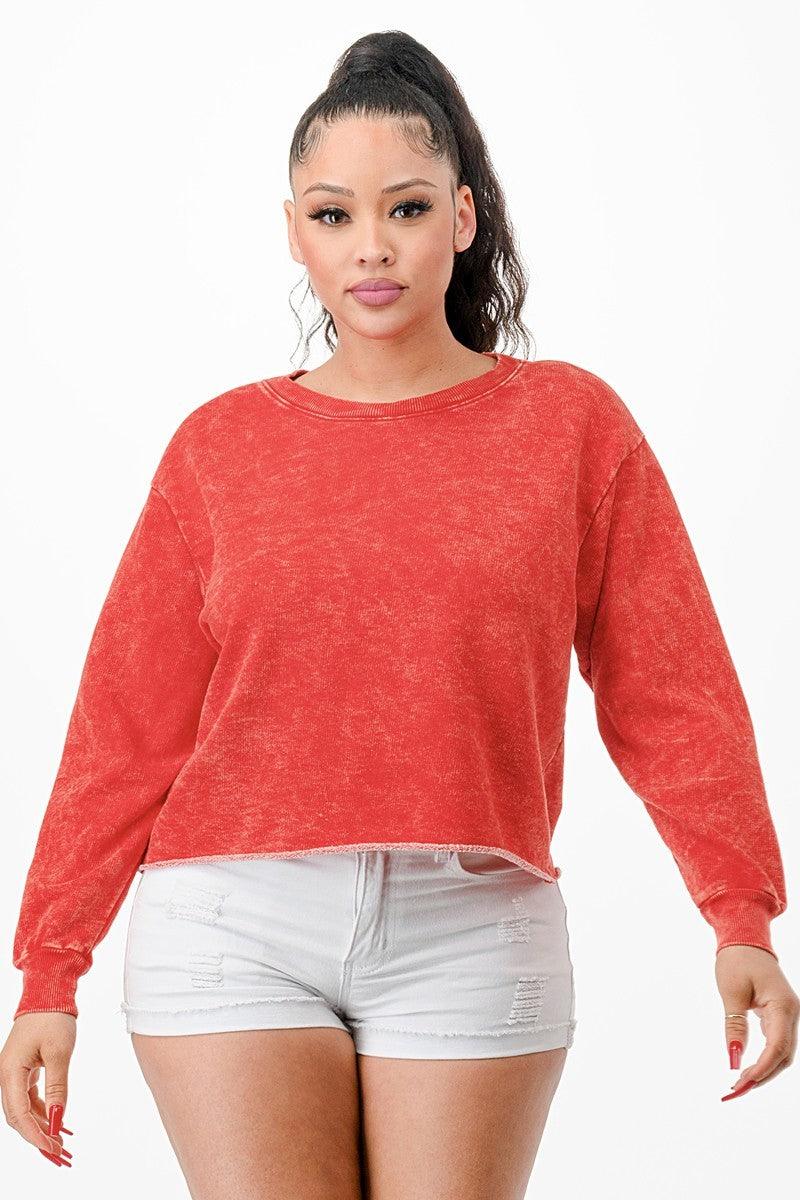 Washed French Terry Cropped Sweatshirts - 7Kouture