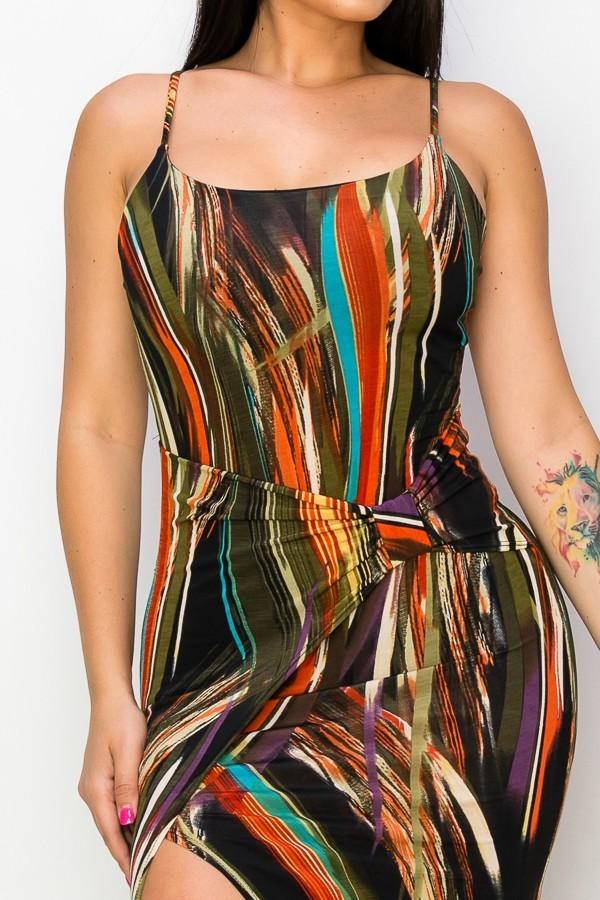 Split Thigh Multicolor Long Dress - 7Kouture