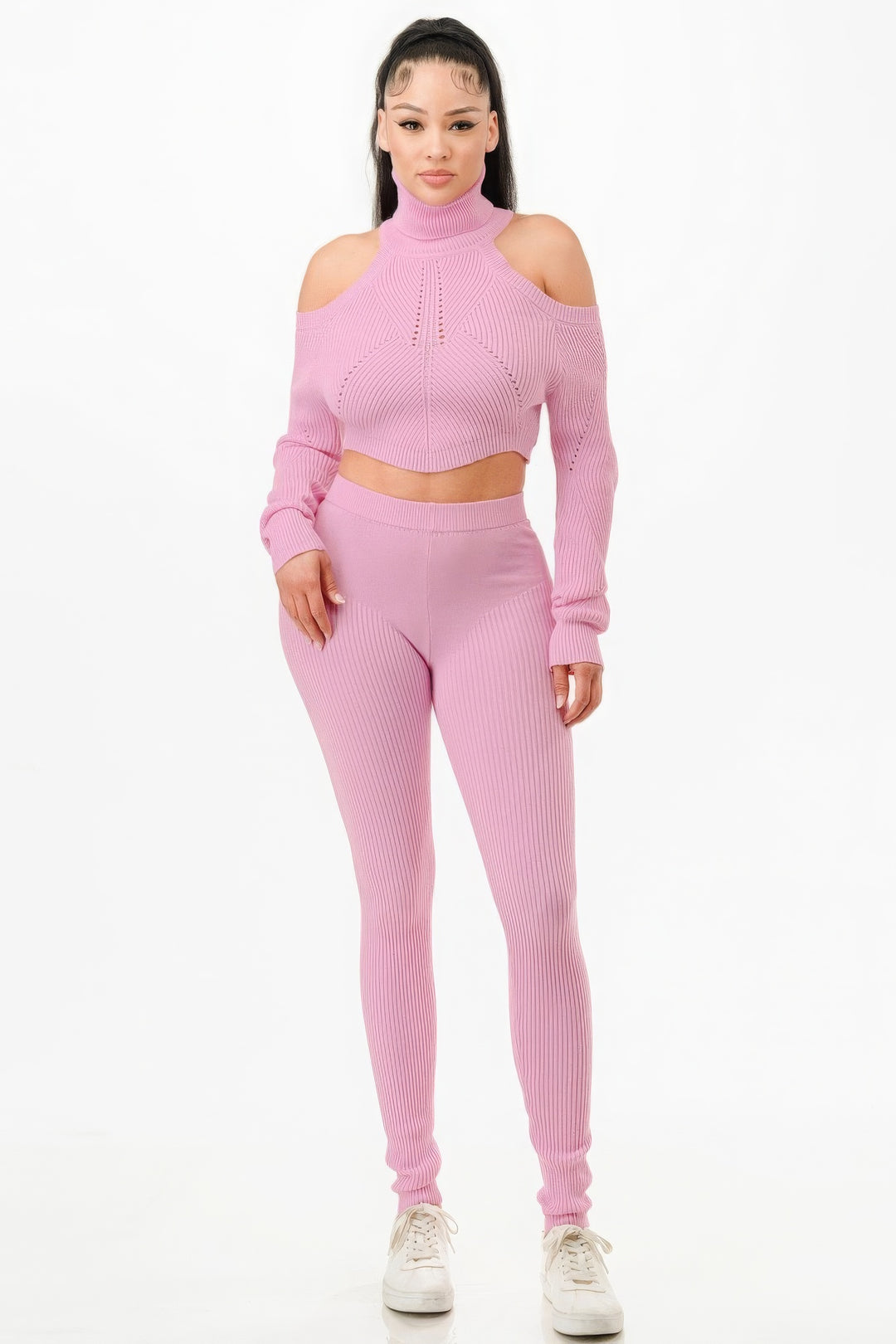 Knit Top & Pants Set, Pink