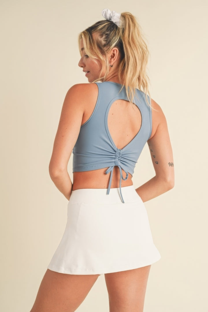 Corset Inspired Cropped Tank Top, Blue
