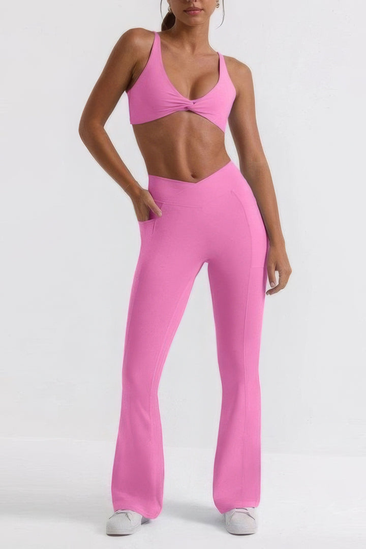 Premium Cross Waist Band Yoga Pants, Pink