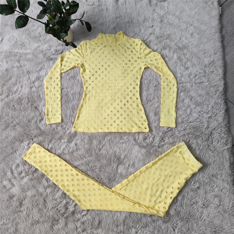 Hollow Out Leggings Set- Yellow