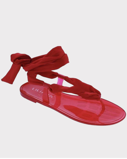Sexy Red Lace Up Sandal