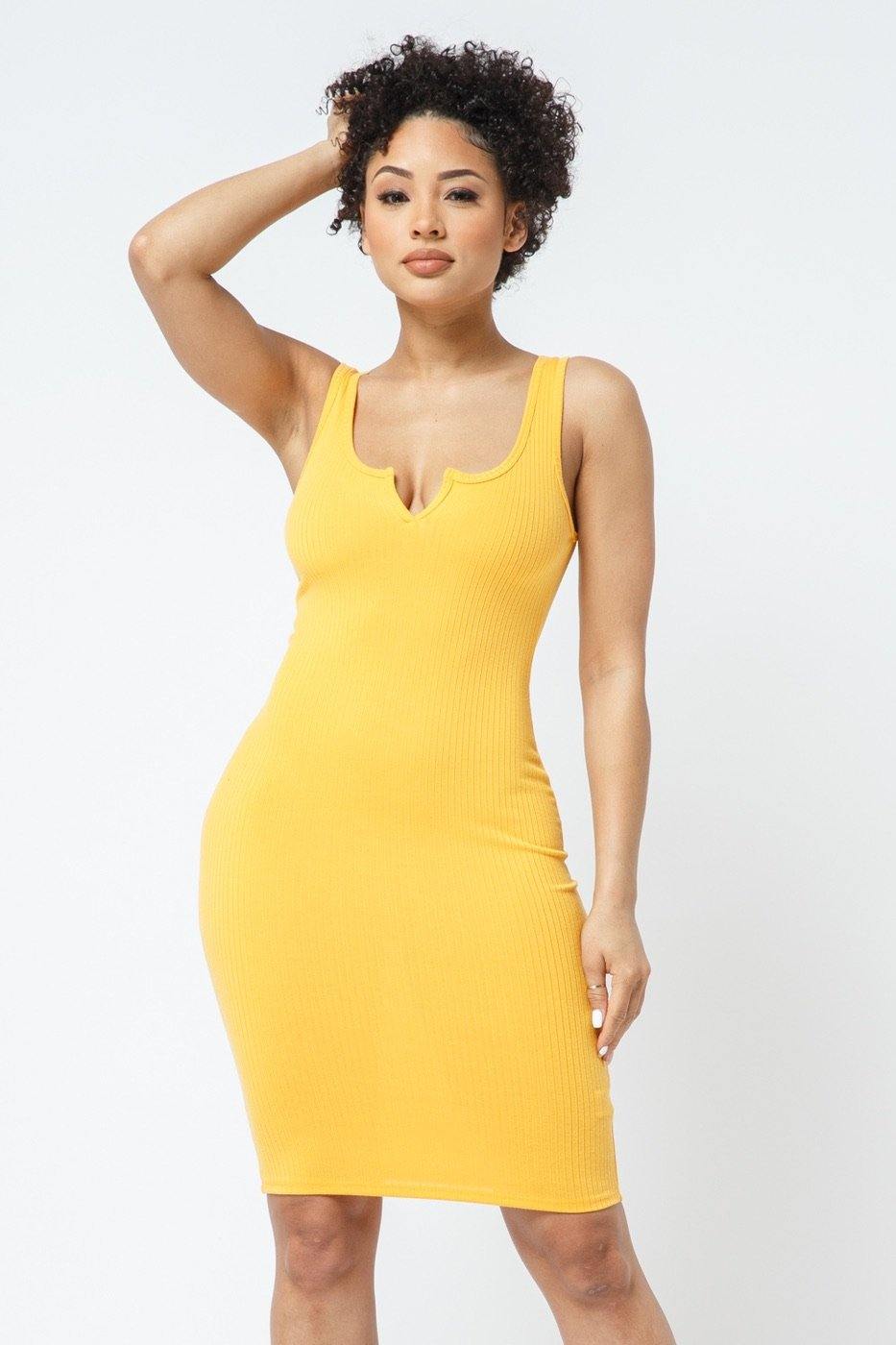 Womens Ribbed Tank Bodycon Dress - 7Kouture