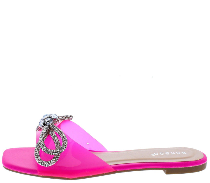 Hot Pink Bling Bow Sandals - 7Kouture