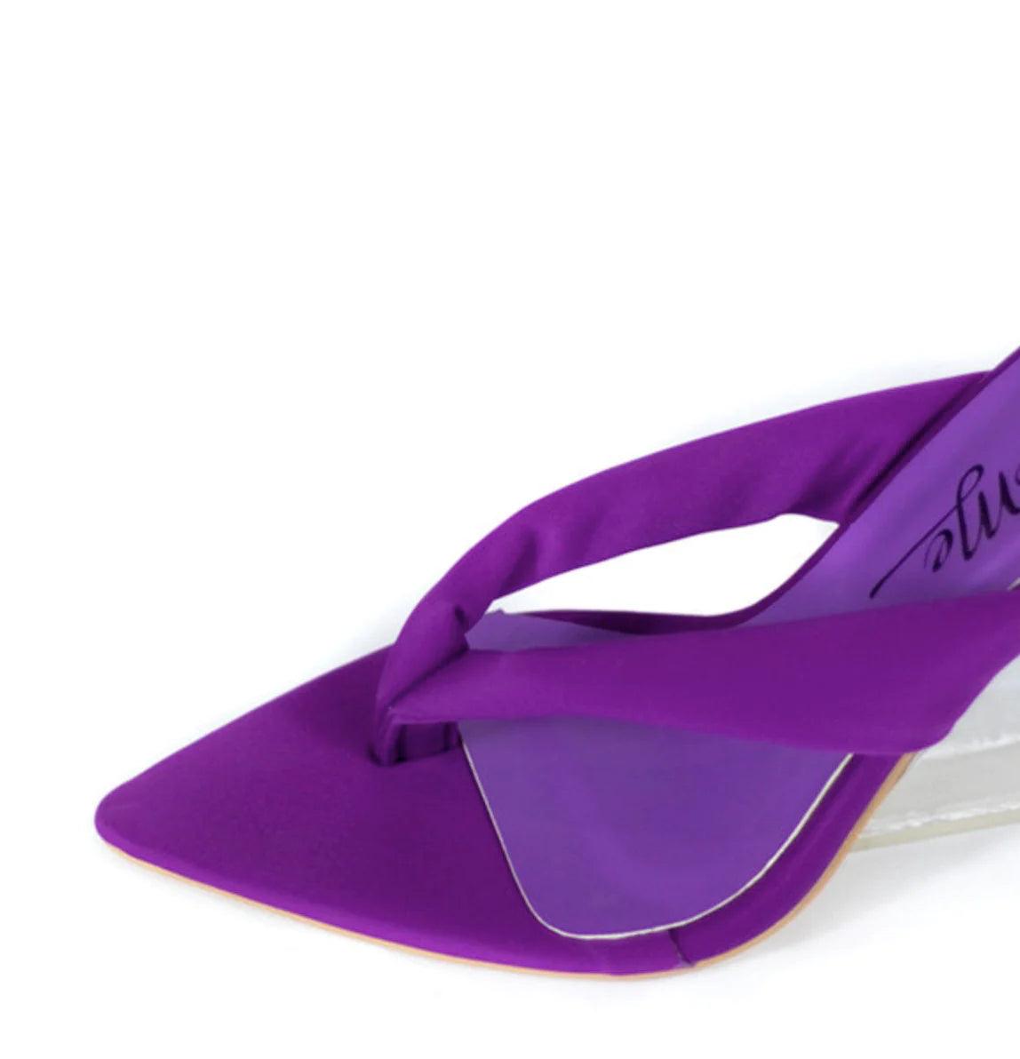 Purple Lycra Clear Wedge Shoe