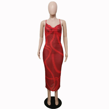 Red Backless Maxi Dress
