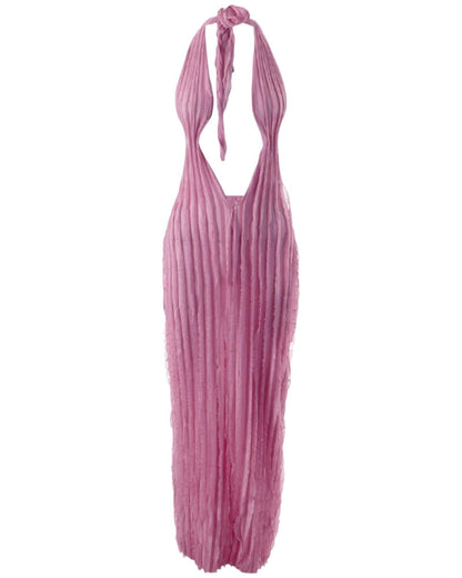 Pink Posh Halter Ruffle Dress