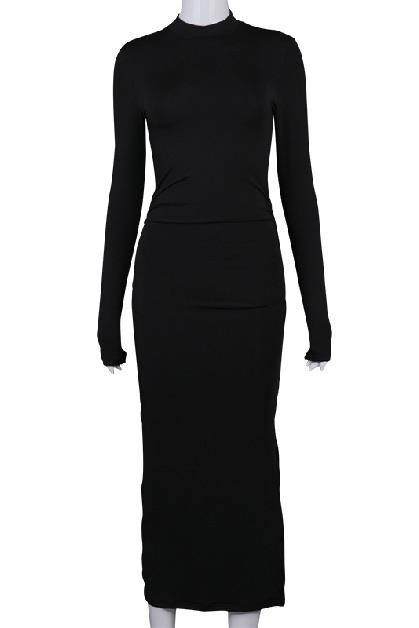 Bodycon Maxi Dress - Black - 7Kouture