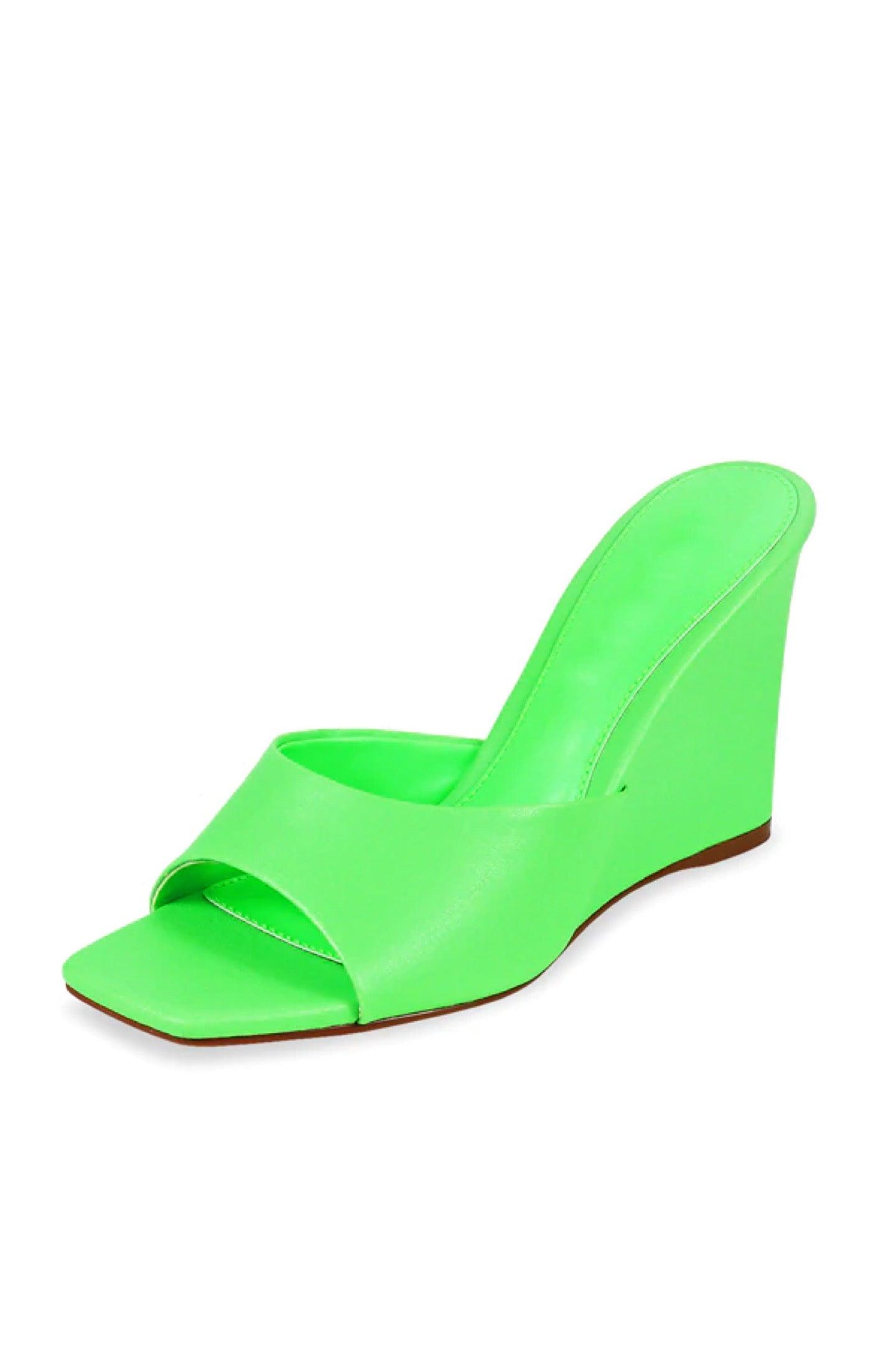 Neon Green Wedge Sandal - Size 8