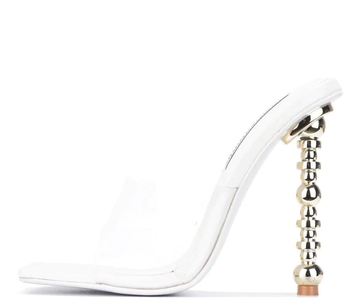 Cabo White Clear Heels , Size 6.5