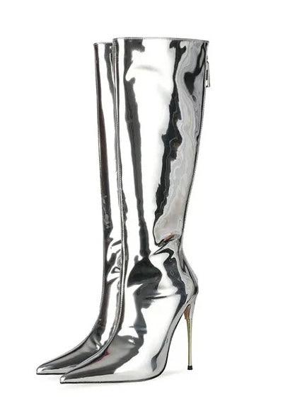 Silver Metallic Knee High Boot