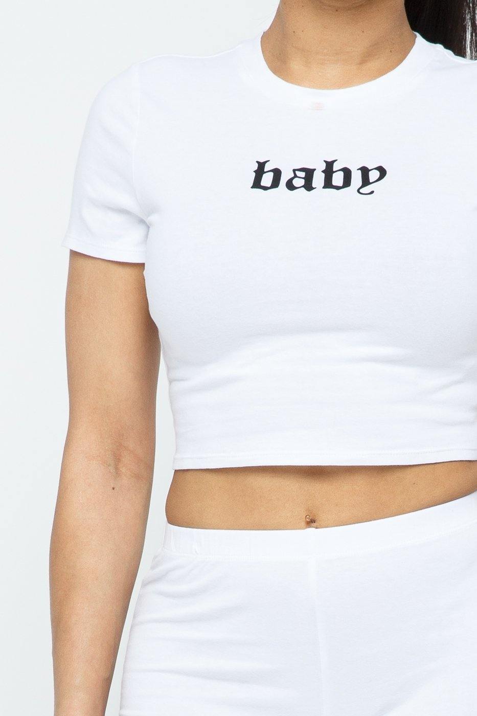 BABE Crop Top and Mini Shorts Set - White - 7Kouture
