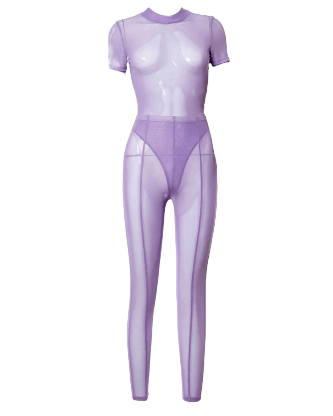 Purple See Through Pants Setl - 7Kouture